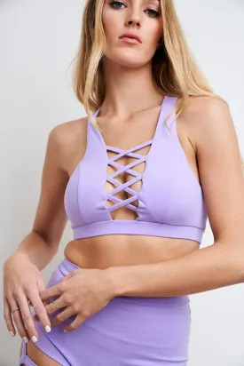 Alexi Top - Criss Cross High Neck Racerback Top Lilac