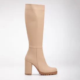 Alize - Cream Wide Calf Platform Boots