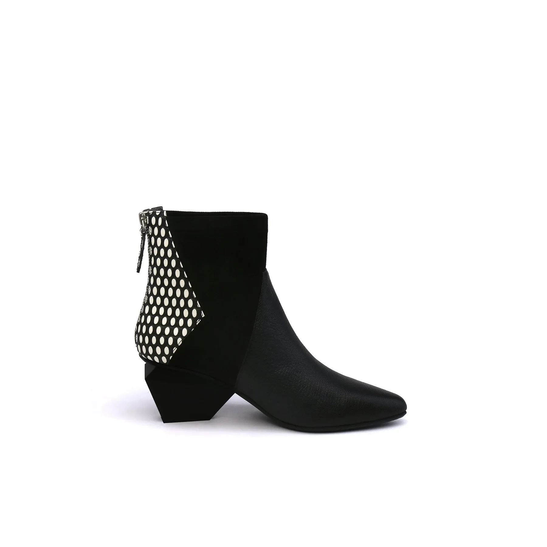 Ankle High Zip Back Leather Boots