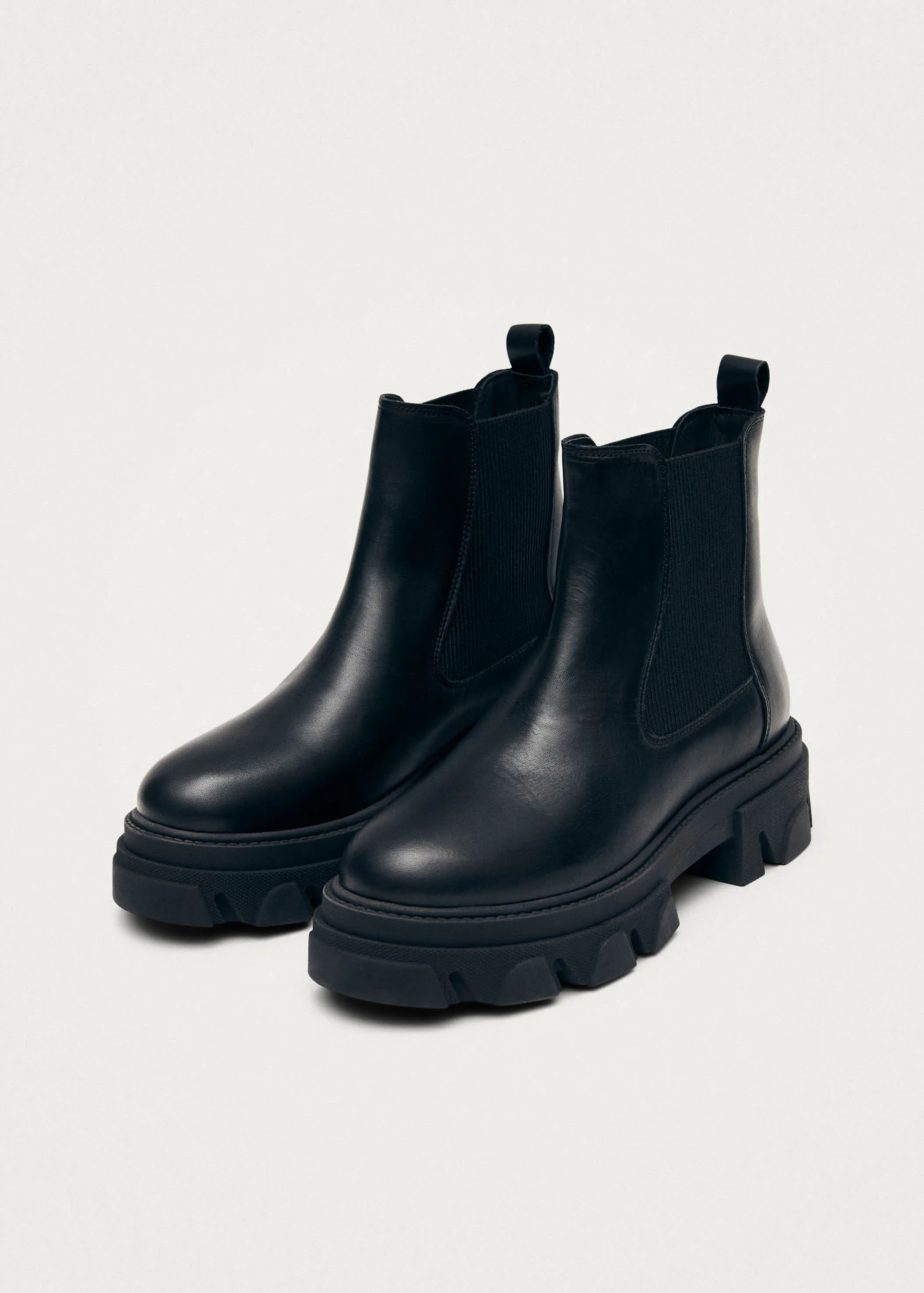 Berenice Black Leather Ankle Boots