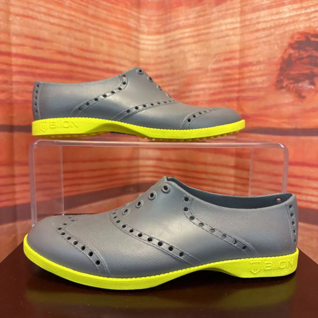 BIONN GREY YELLOW RUBBER OXFORD GOLF SHOES SZ 5 TCC