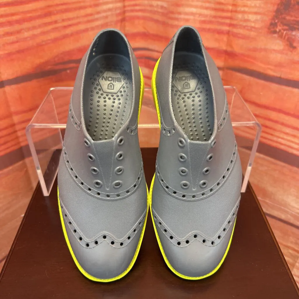 BIONN GREY YELLOW RUBBER OXFORD GOLF SHOES SZ 5 TCC