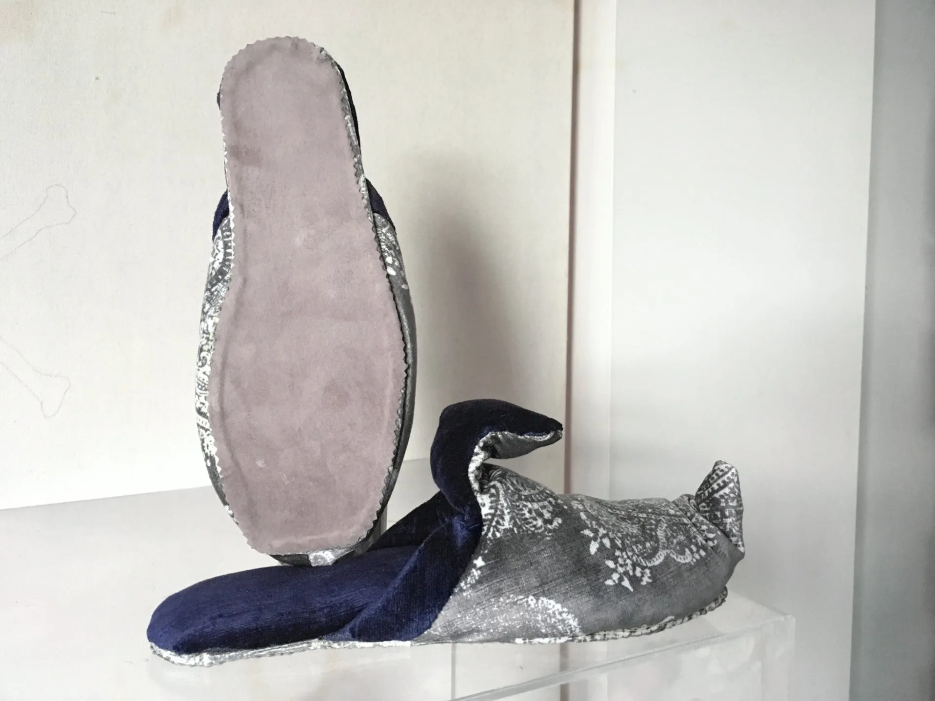 Blue Velvet Babouche Slipper