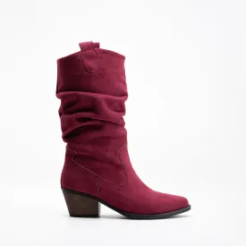 Bonnie - Burgundy Suede Western Boots