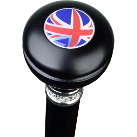 British Flag Emblem Knob Stick: Large Knob, Pewter Collar