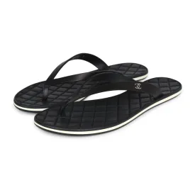 Chanel CC Thong Flip Flops Black Calfskin 39 EU