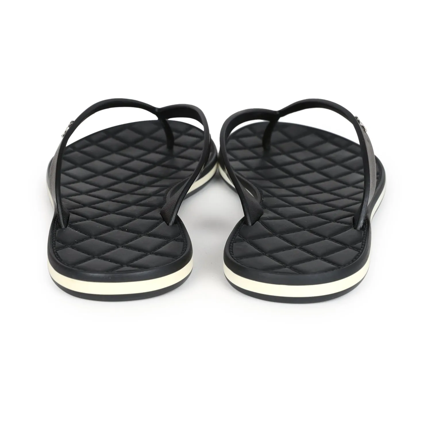 Chanel CC Thong Flip Flops Black Calfskin 39 EU