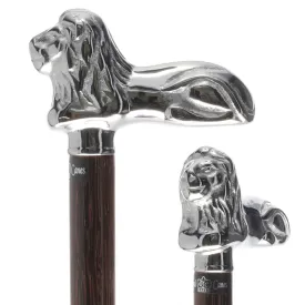 Chrome Lion Handle Walking Cane: Luxury Wenge Wood Shaft