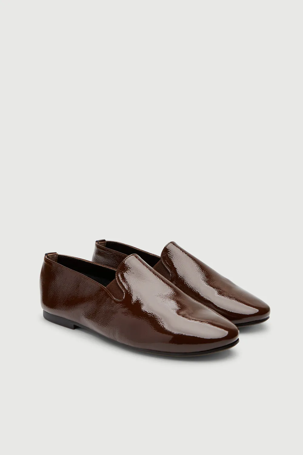 Cleo Loafers in Chocolate Patent Leather