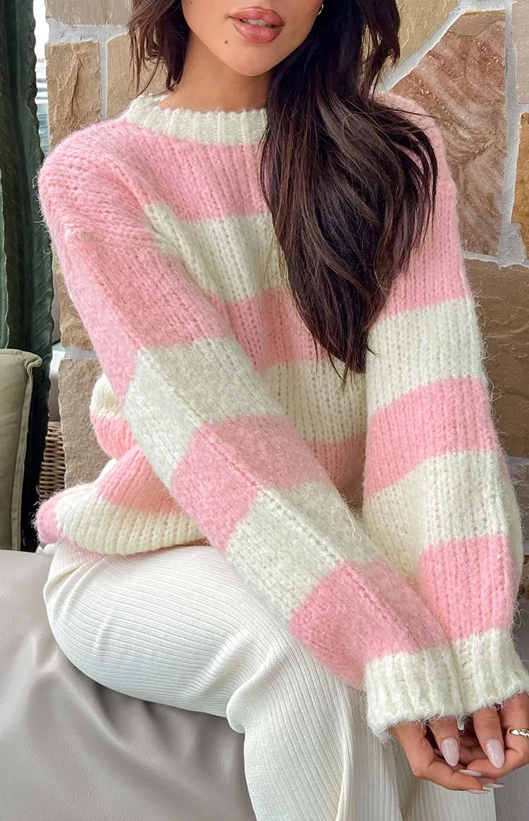 Cotton Candy Pink Stripe Knit Jumper