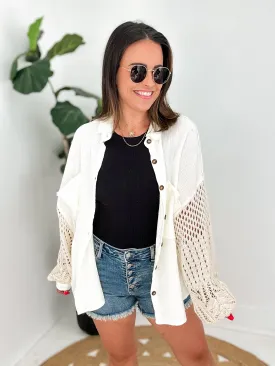 Cream Crochet Button Down Top