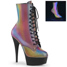 DELIGHT-1020REFL Black & Multi Colour Calf High Boots