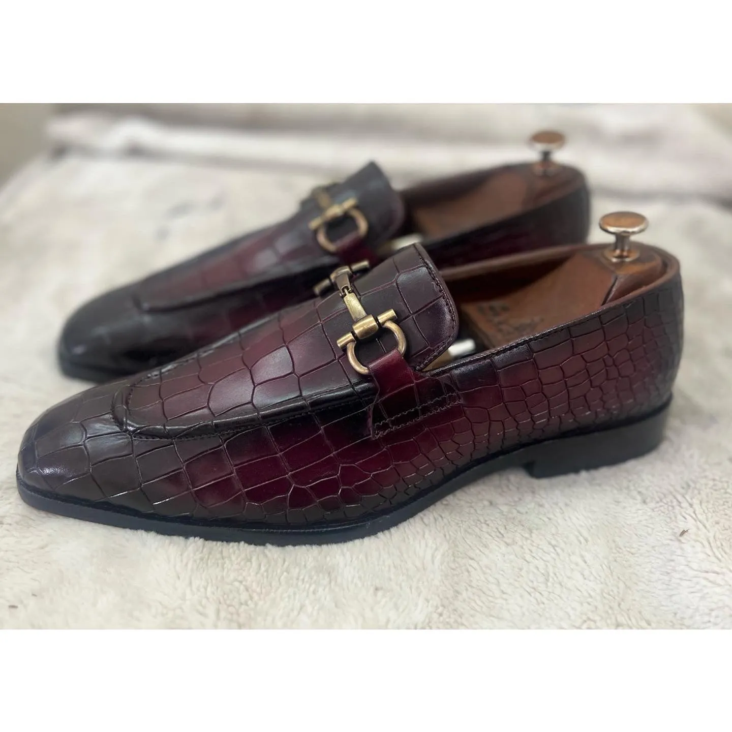 Ecsaaro Designer Loafers Croco