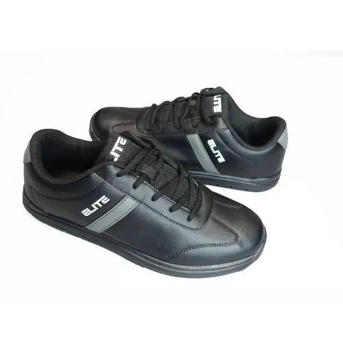 ELITE Men's Basic Black Athletic Lace Up Bowling Shoes with Universal Sliding Soles for Right or Left Handed Bowlers