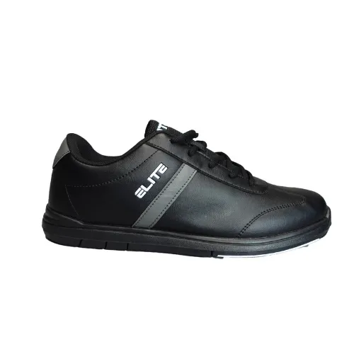 ELITE Men's Basic Black Athletic Lace Up Bowling Shoes with Universal Sliding Soles for Right or Left Handed Bowlers