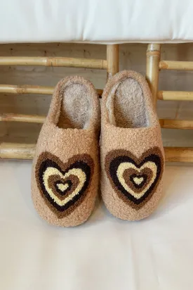 Heart Slippers in Brown