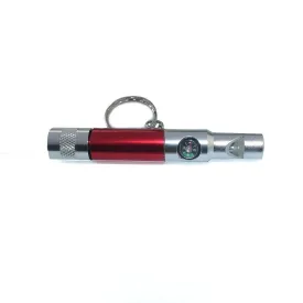 Mini LED Torch Flashlight Keychain Compass Whistle with Battery