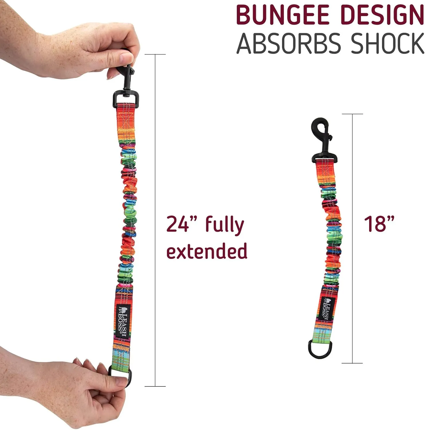 Patterned 18" Shock Absorbing Bungee Leash Extender - Pattern Collection