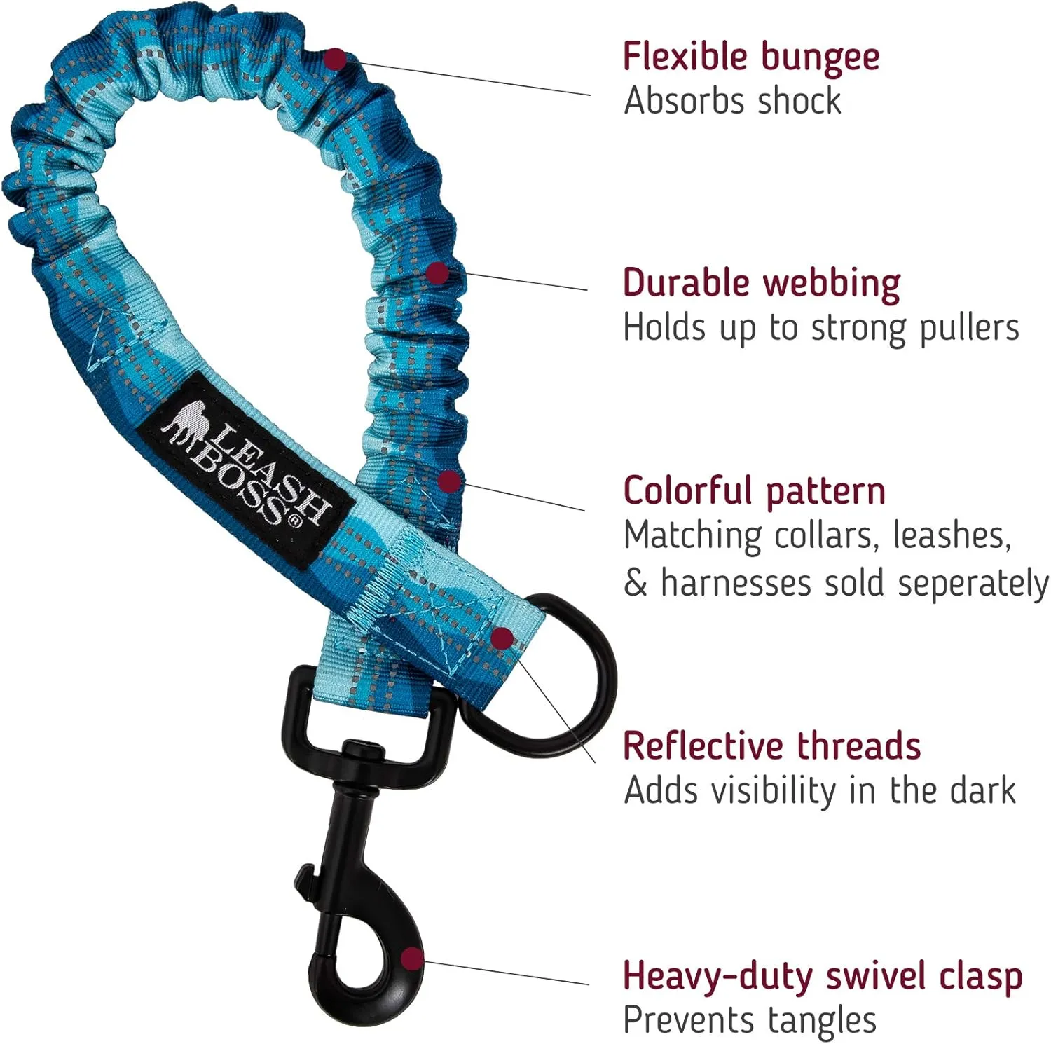 Patterned 18" Shock Absorbing Bungee Leash Extender - Pattern Collection