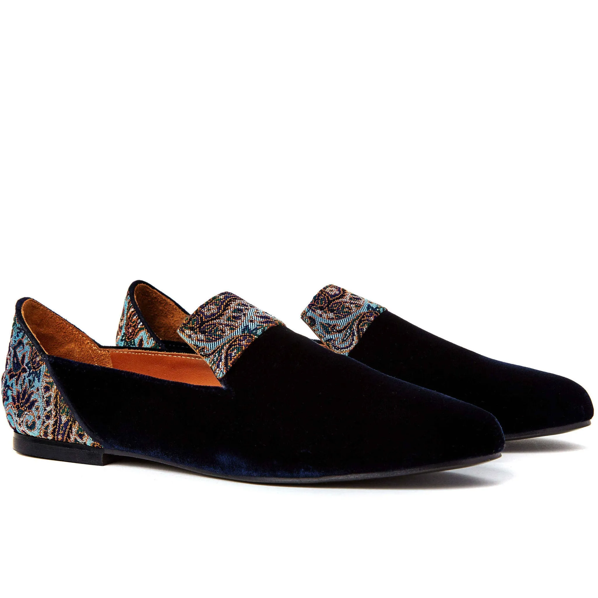 Persian Garden of Yazd Blue Velvet Loafers