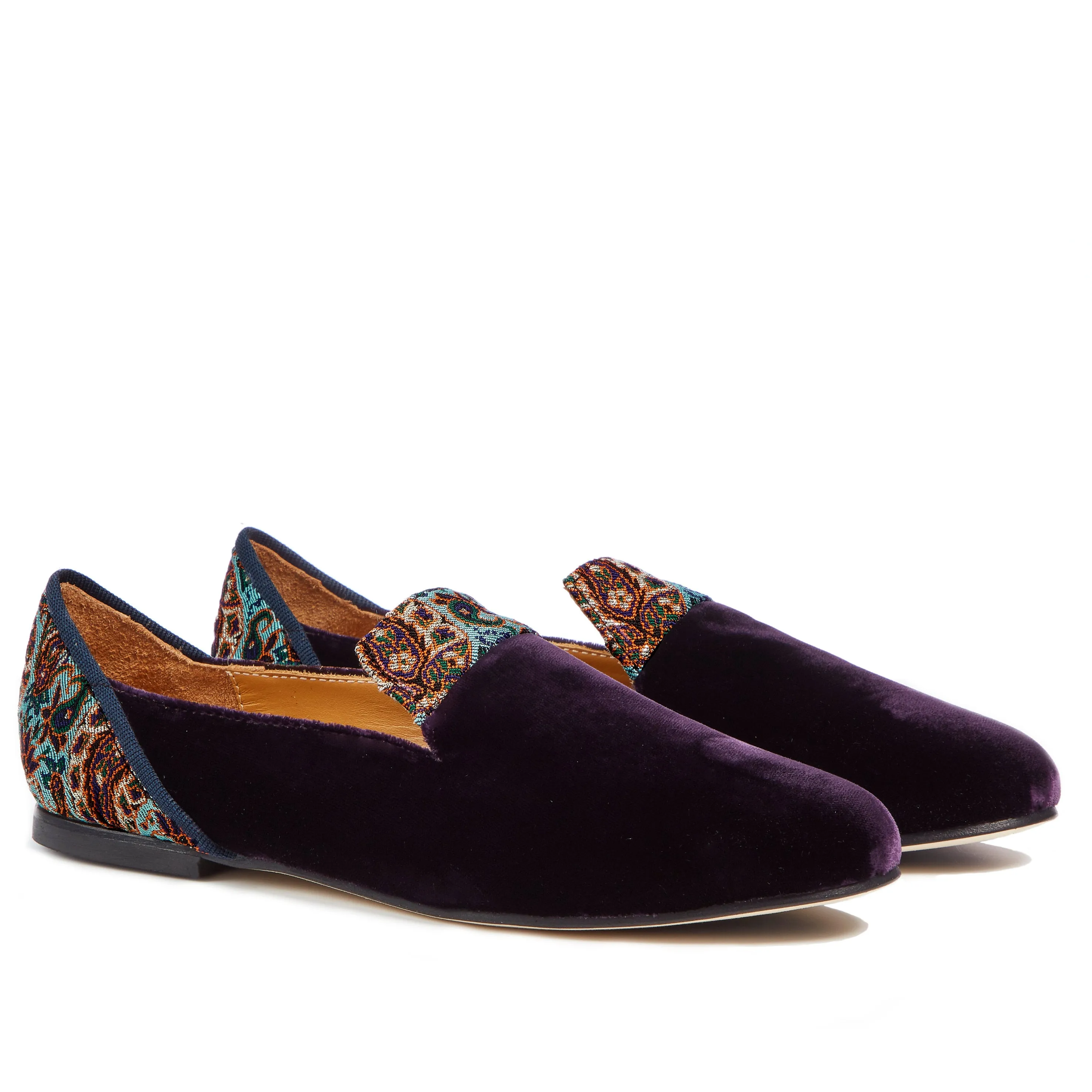 Persian Garden of Yazd Purple Velvet Loafers