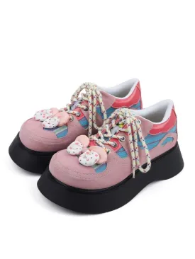 Pink and cute ribbon platform shoes【s0000002116】