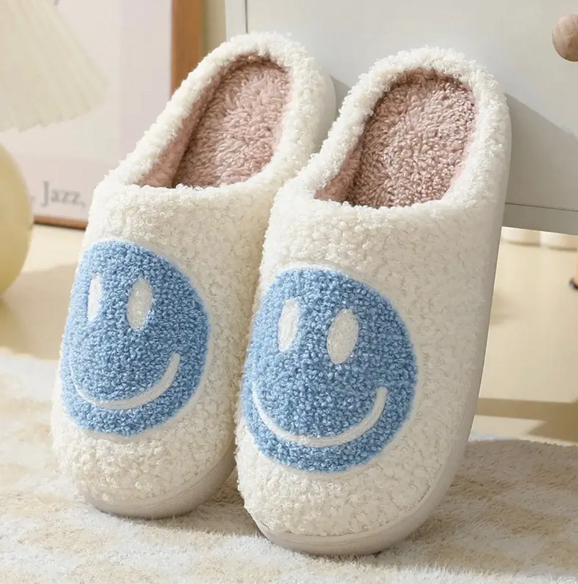 Plush Happy Face Slippers