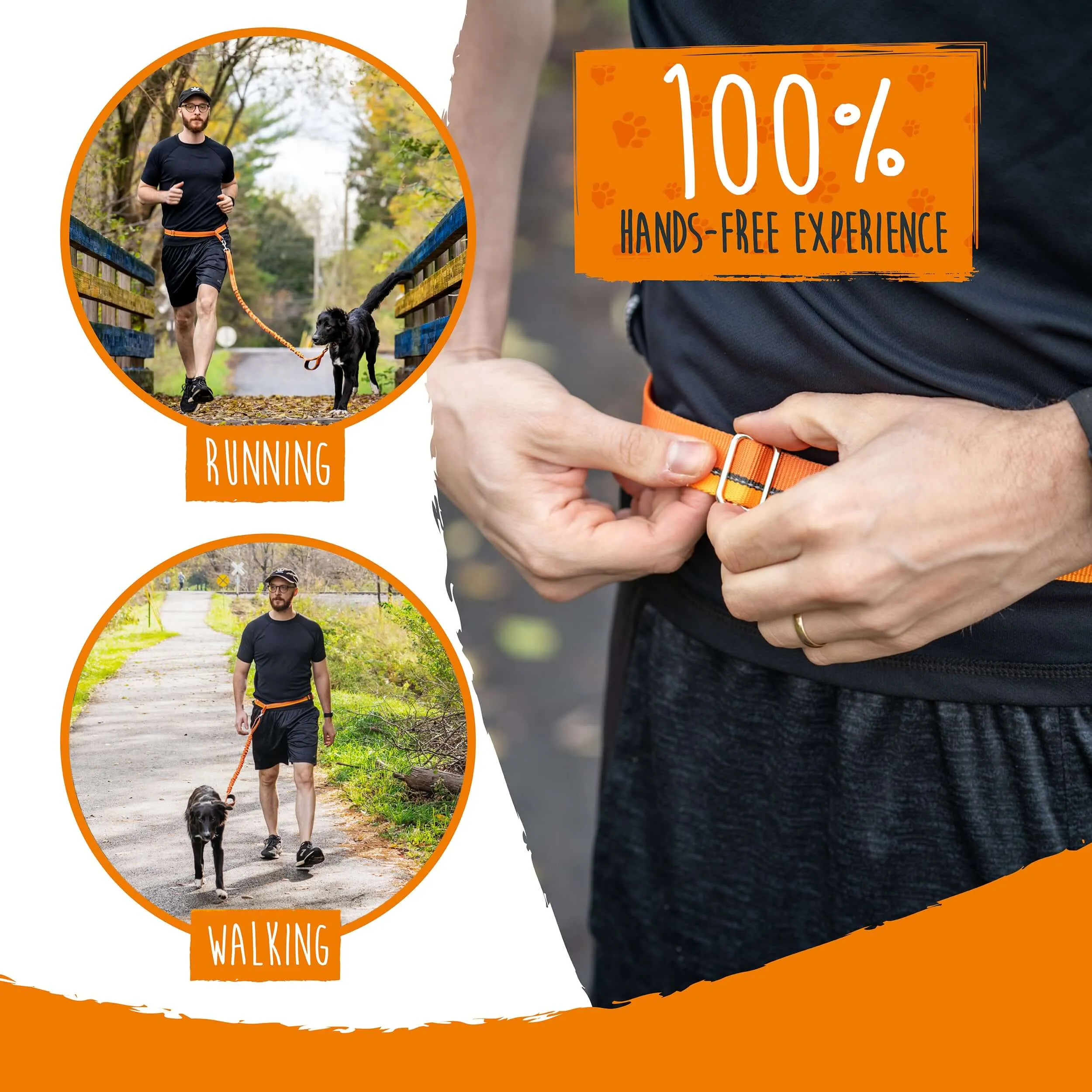 Premium Hands-Free Dog Walking Belt with Bungee Leash - Ergonomic Design