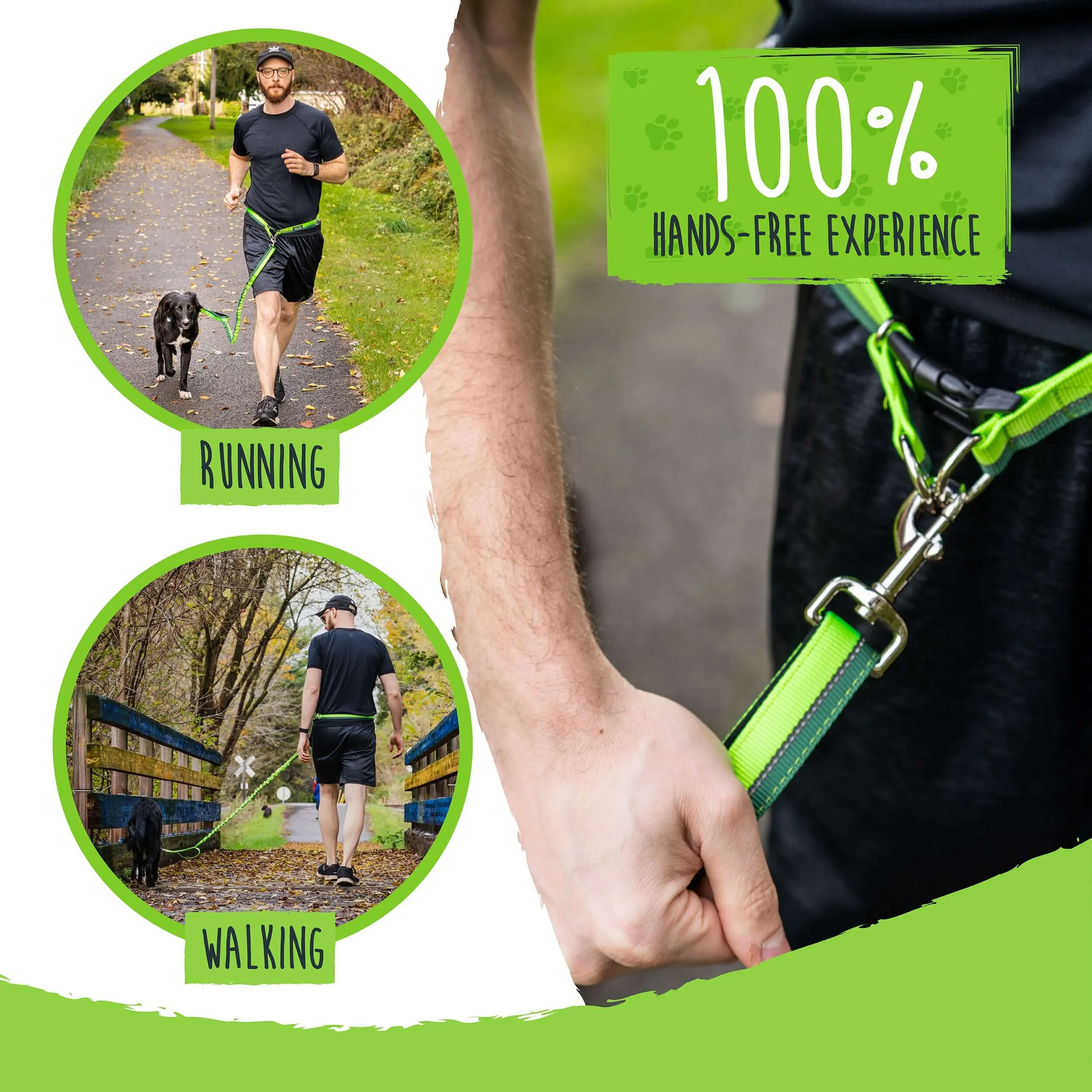 Premium Hands-Free Dog Walking Belt with Bungee Leash - Ergonomic Design