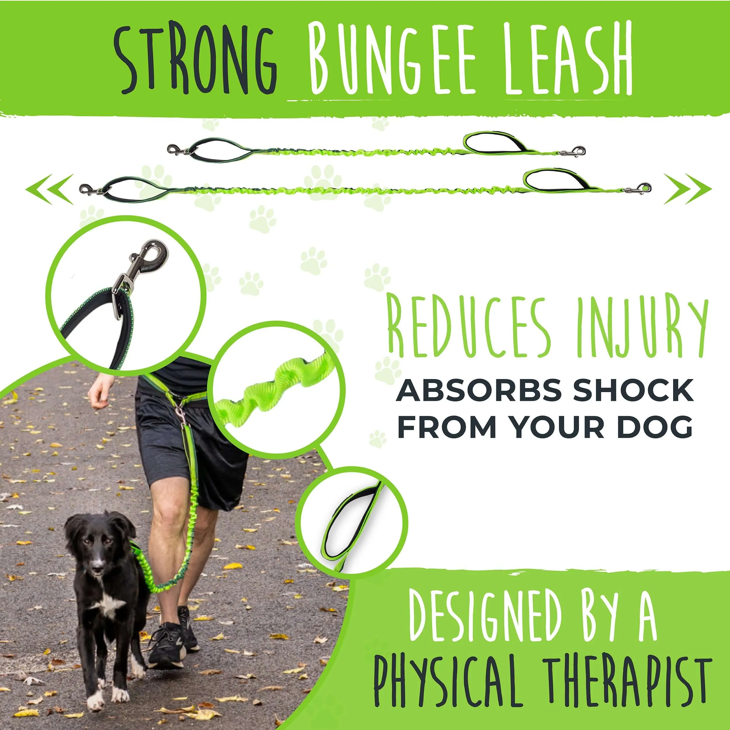 Premium Hands-Free Dog Walking Belt with Bungee Leash - Ergonomic Design