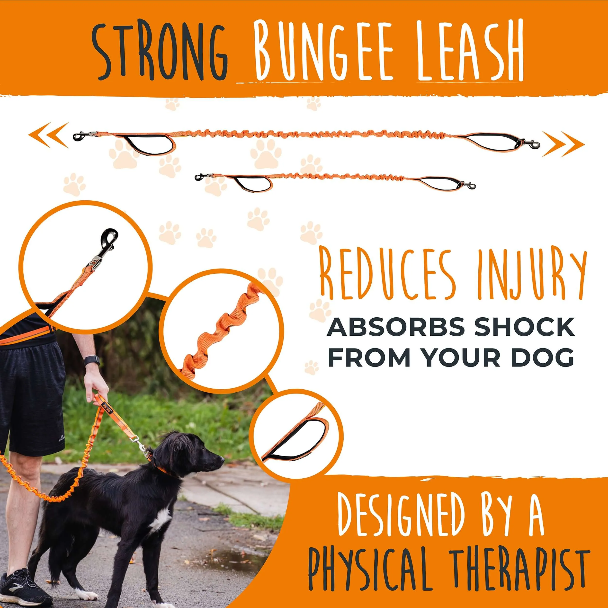 Premium Hands-Free Dog Walking Belt with Bungee Leash - Ergonomic Design