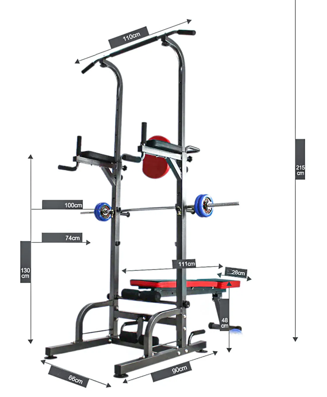 Push Pull Chin Up Bar Power Tower Station Press Gym Equipment Fitness Weight Bench Set