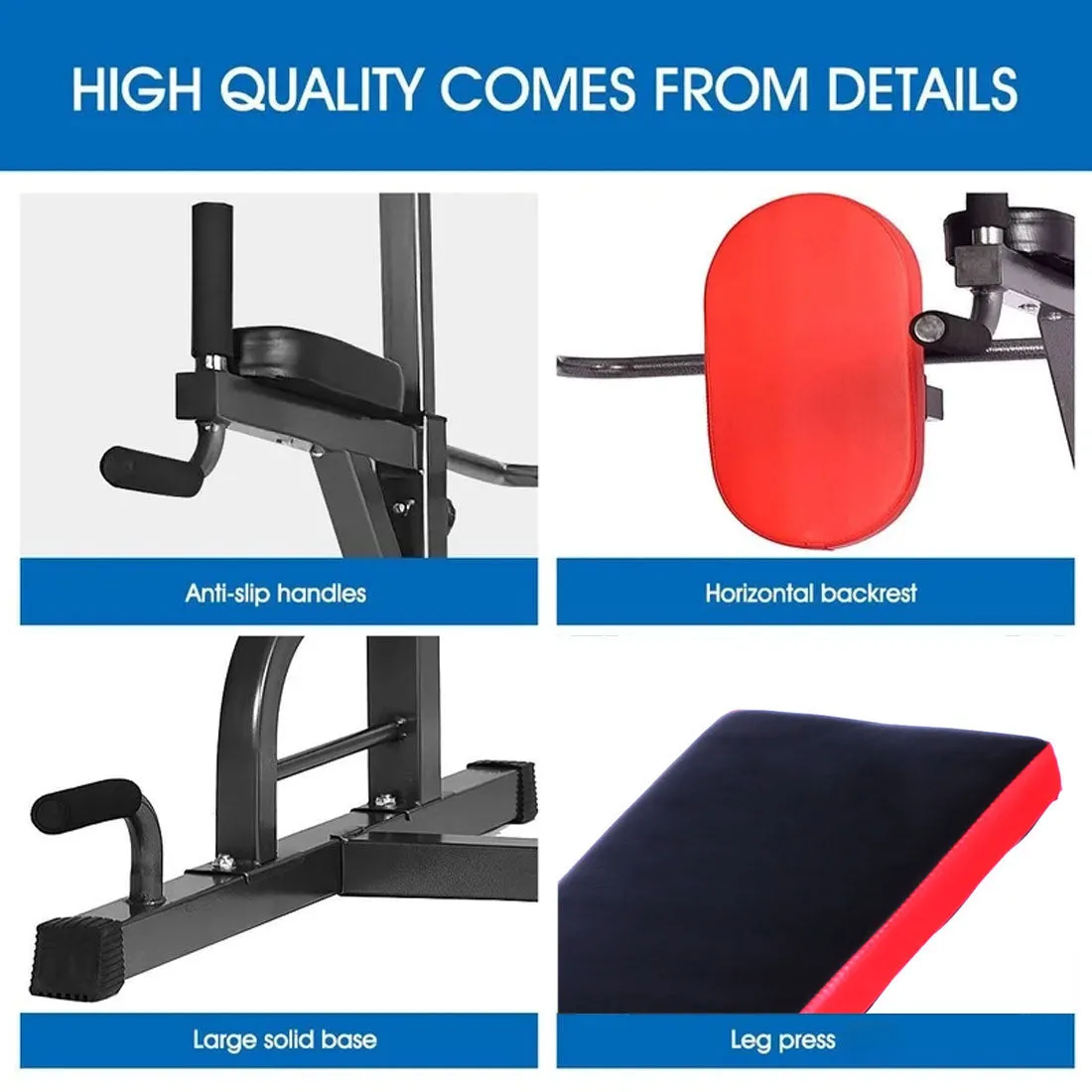 Push Pull Chin Up Bar Power Tower Station Press Gym Equipment Fitness Weight Bench Set