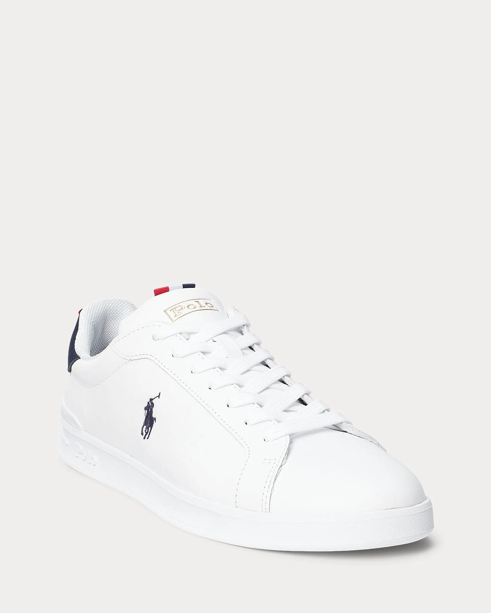 Ralph Lauren Heritage Court II Leather Men's Trainer | White/Navy/Red