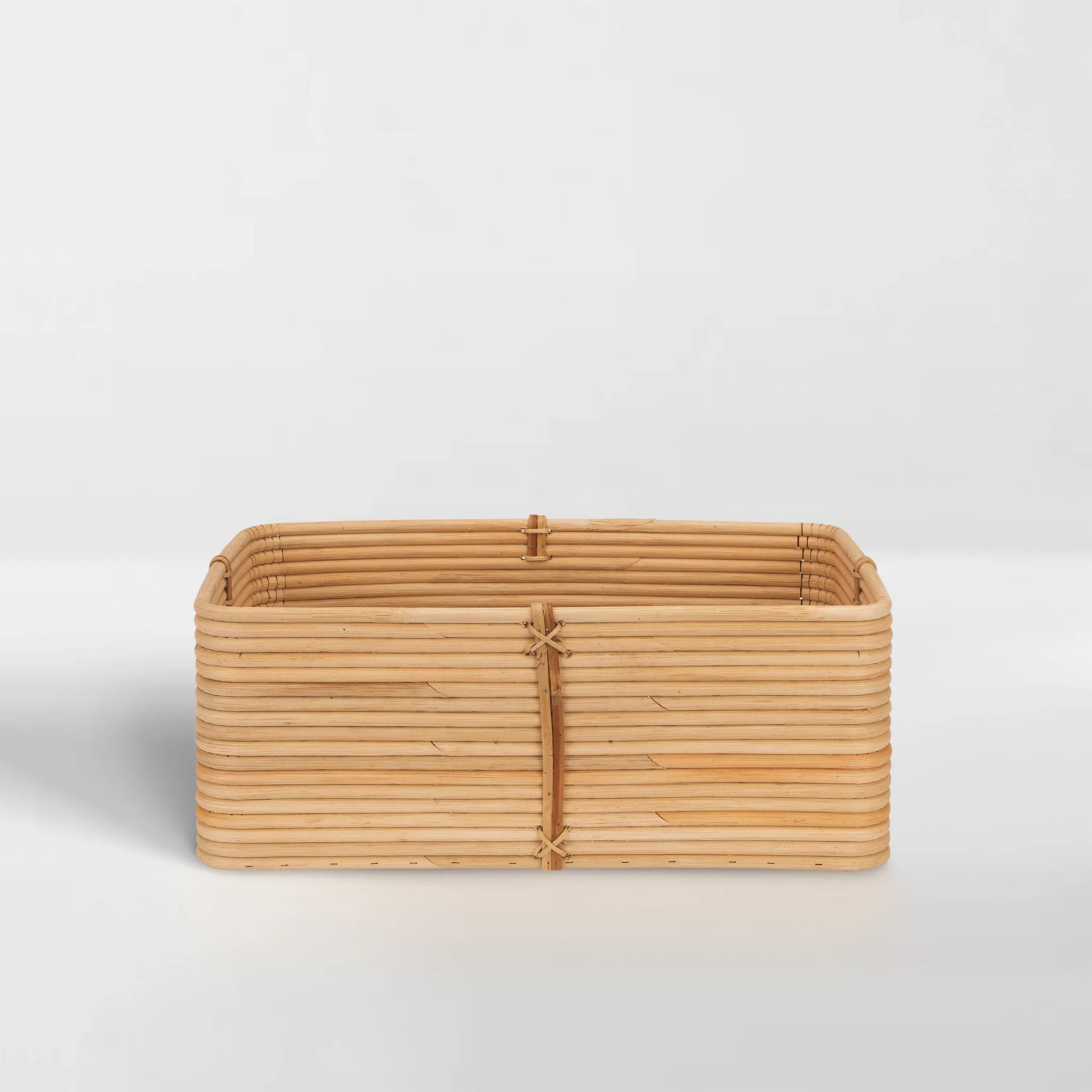 Reeded Rattan Bin