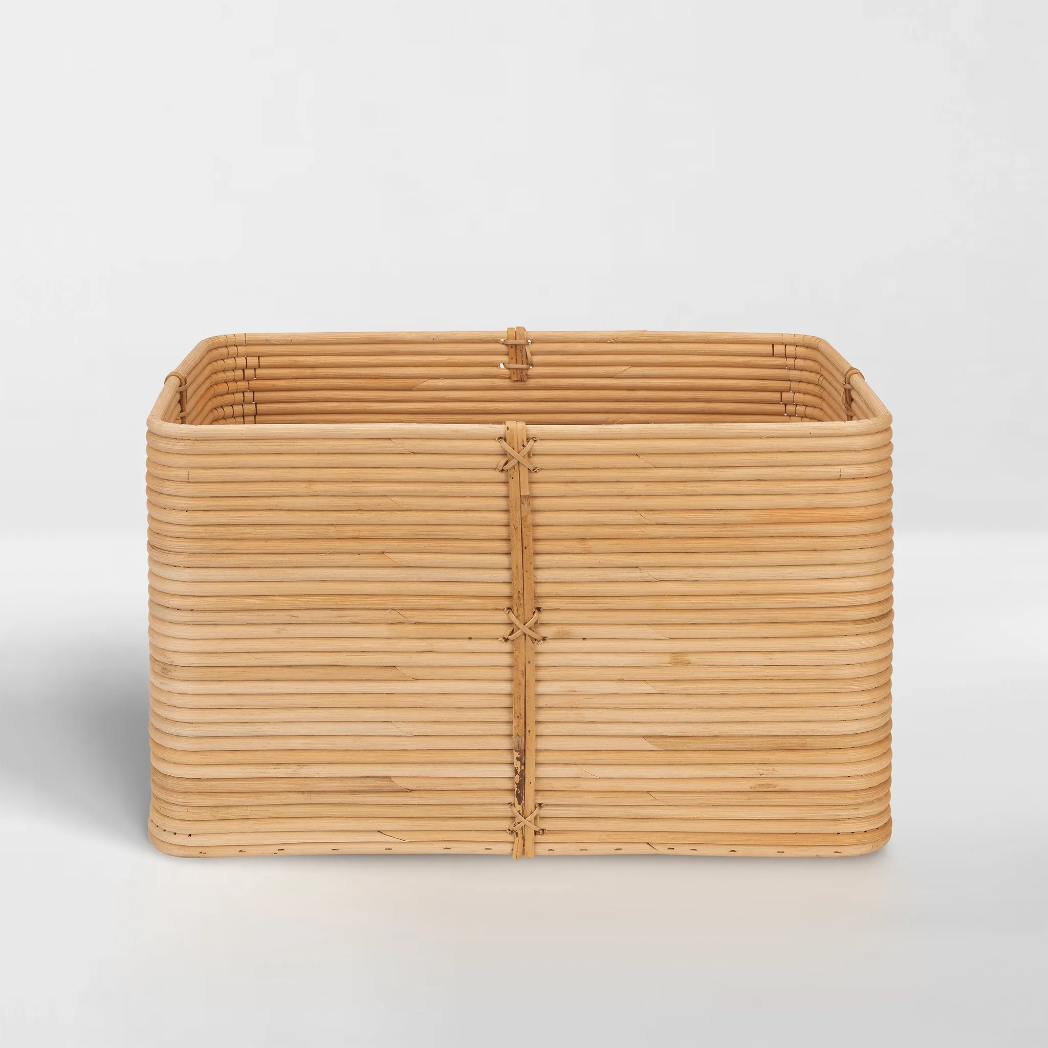 Reeded Rattan Bin