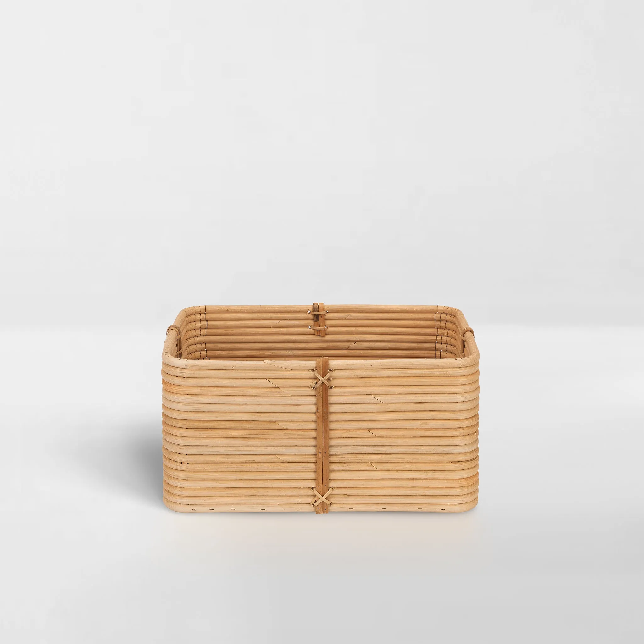 Reeded Rattan Bin