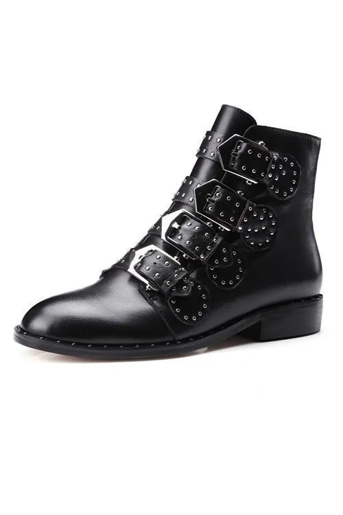 Rivets Velvet Ankle Boots