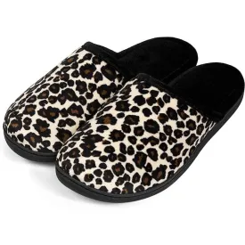 Roxoni Women Slipper Leopard Print, Cozy Slip On Memory Foam