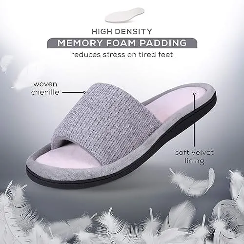 Roxoni Women Slippers Soft Open Toe Slide, Indoor Outdoor Rubber Sole