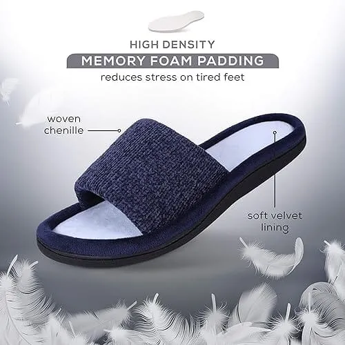 Roxoni Women Slippers Soft Open Toe Slide, Indoor Outdoor Rubber Sole