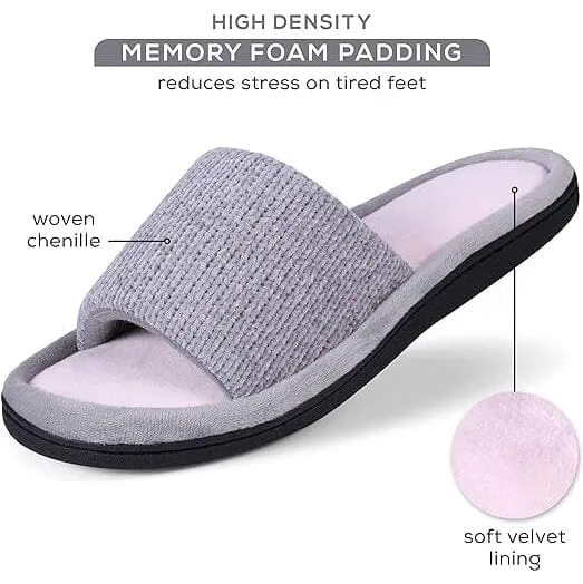 Roxoni Women Slippers Soft Open Toe Slide, Indoor Outdoor Rubber Sole