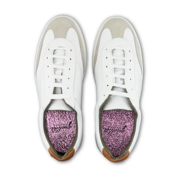 Sneakers bianche con riporto color cuoio