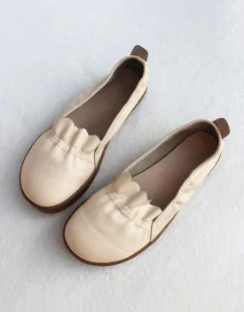 Spring Leather Flats Handmade Walking Shoes 35-41