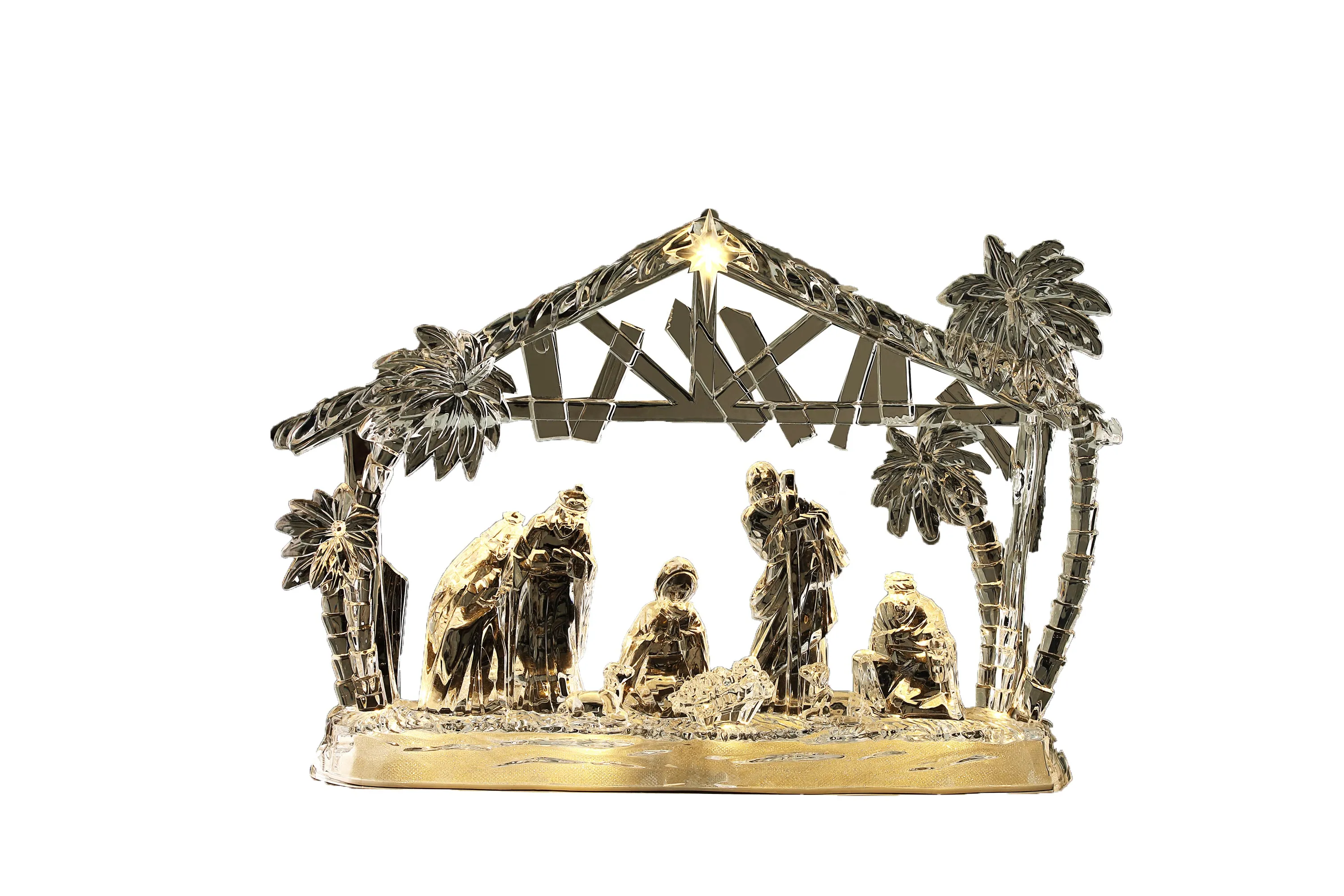 Stable Gold Glitter Nativity