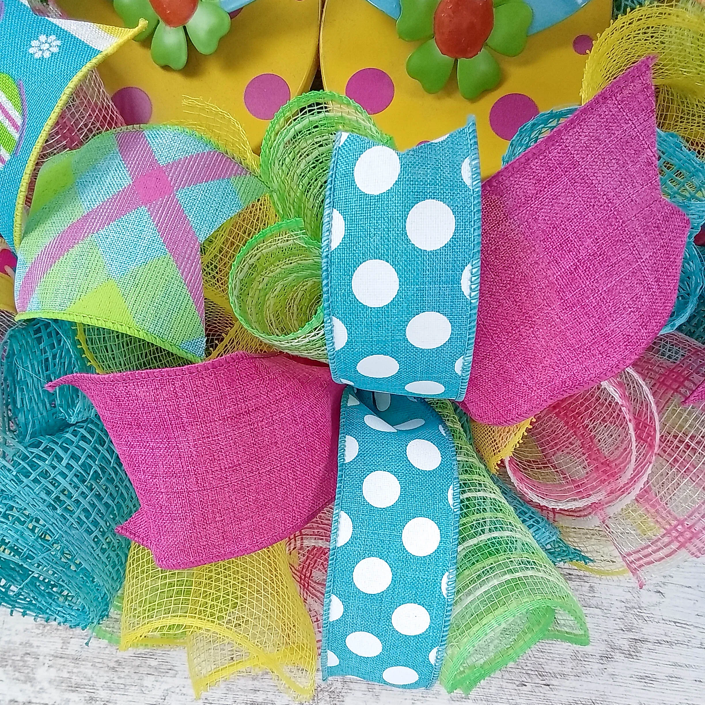 Summer Flip Flop Wreath | Spring Front Door Decor | Yellow Pink Blue Green