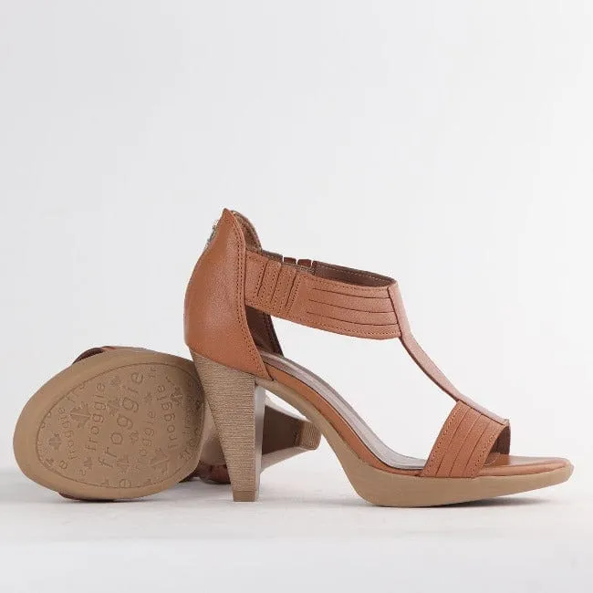 T-Bar High Heel Sandal in Tan - 10729