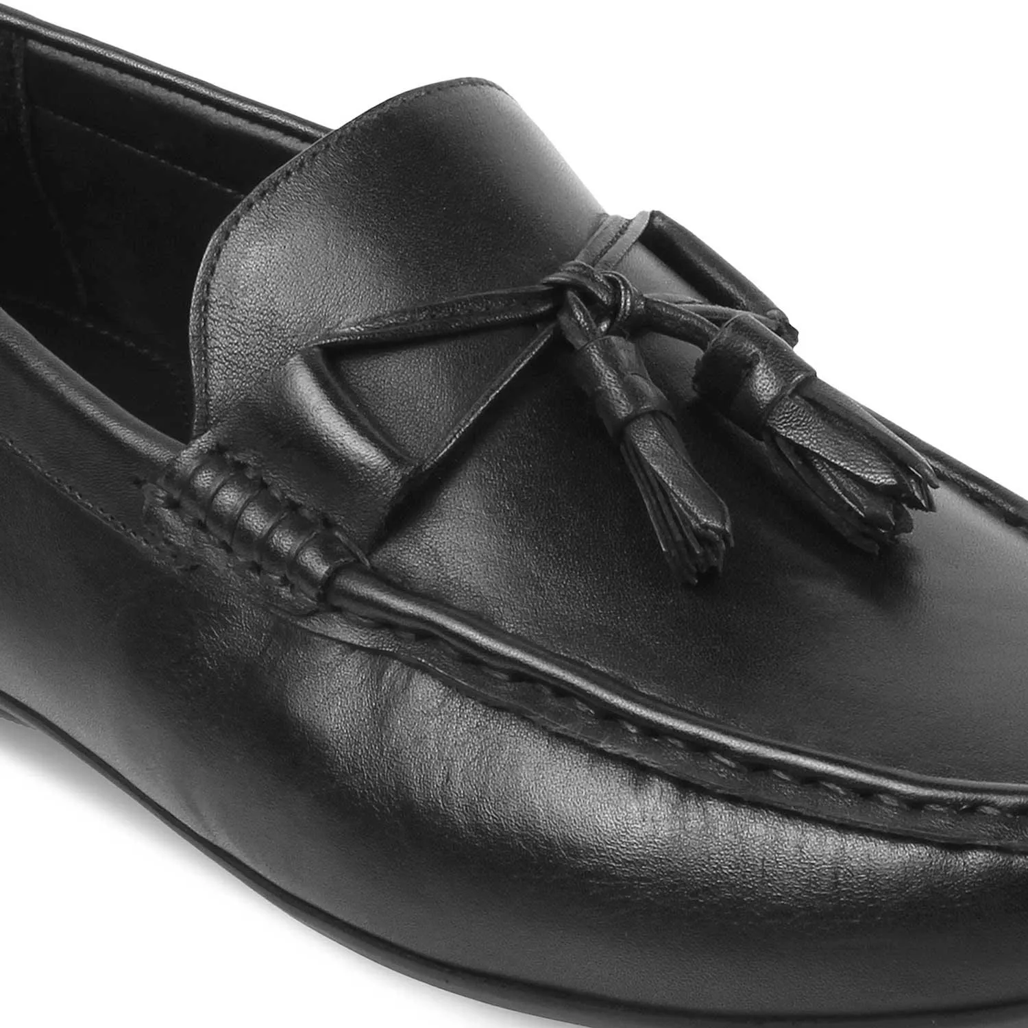 The Totie Black Men's Leather Driving Loafers Tresmode