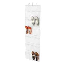 White 24-Pocket Over-The-Door Hanging Shoe Organizer