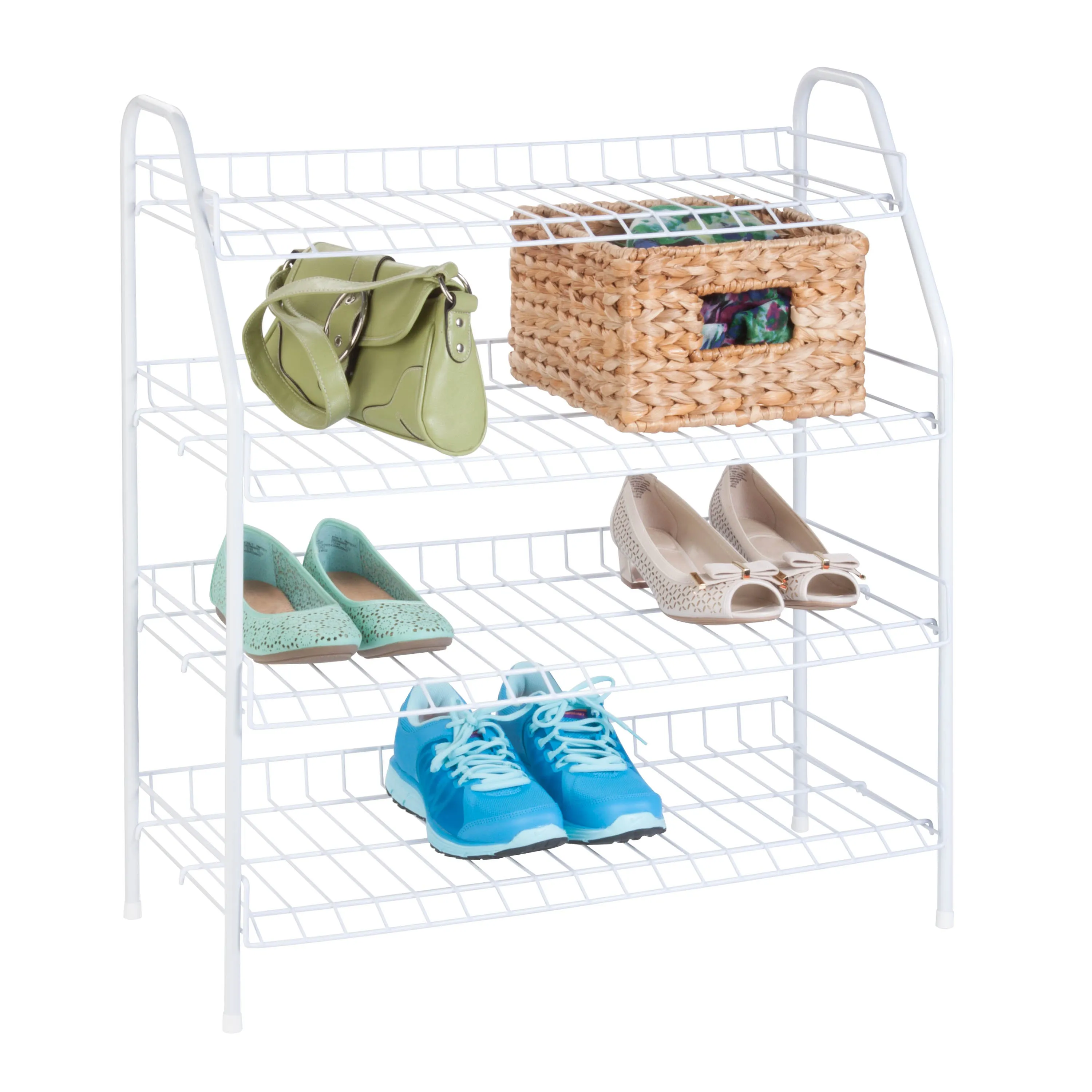 White Steel 4-Tier Storage Rack